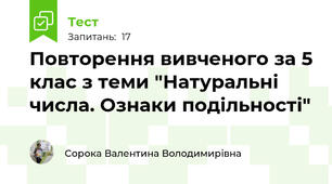 Повторення вивченого за 5 клас з теми "Натуральні числа. Ознаки подільності"