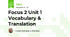 Focus 2 Unit 1 Vocabulary & Translation