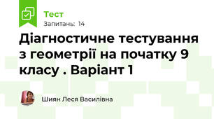    Діагностичне тестування з геометрії на початку 9 класу . Варіант 1