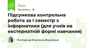 Підсумкова контрольна робота за І семестр з інформатики (для учнів на екстернатній формі навчання)
