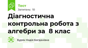 Діагностична контрольна робота з алгебри за  8 клас