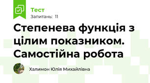 Степенева функція з цілим показником. Самостійна робота