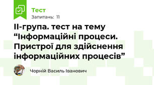 ІІ-група. тест на тему “Інформаційні процеси. Пристрої для здійснення інформаційних процесів” 