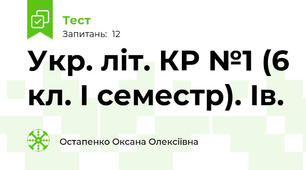 Укр. літ. КР №1 (6 кл. І семестр). Ів.
