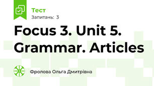 Focus 3. Unit 5. Grammar. Articles