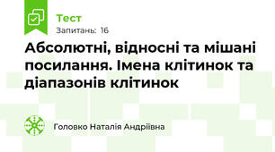 Абсолютні, відносні та мішані посилання. Імена клітинок та діапазонів клітинок
