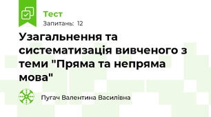 Узагальнення та систематизація вивченого з теми "Пряма та непряма мова"