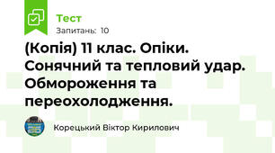 (Копія) 11 клас. Опіки. Сонячний та тепловий удар. Обмороження та переохолодження.