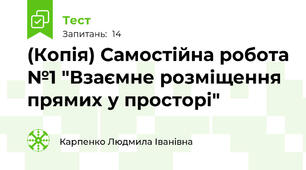 (Копія) Самостійна робота №1 "Взаємне розміщення прямих у просторі"