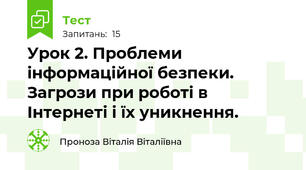 Урок 2. Проблеми інформаційної безпеки. Загрози при роботі в Інтернеті і їх уникнення.