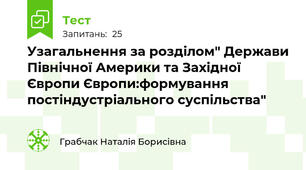 Узагальнення за розділом" Держави Північної Америки та Західної Європи Європи:формування постіндустріального суспільства"