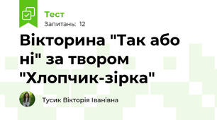 Вікторина "Так або ні" за твором "Хлопчик-зірка"