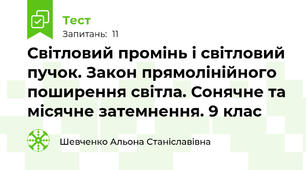 Світловий промінь і світловий пучок. Закон прямолінійного поширення світла. Сонячне та місячне затемнення. 9 клас