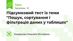 Підсумковий тест із теми "Пошук, сортування і фільтрація даних у таблицях"