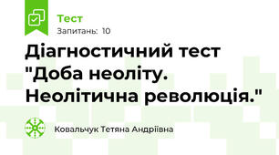 Діагностичний тест "Доба неоліту. Неолітична революція."
