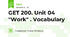 GET 200. Unit 04 "Work" . Vocabulary