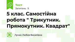 5 клас. Самостійна робота " Трикутник. Прямокутник. Квадрат"