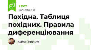 Похідна. Таблиця похідних. Правила диференціювання 