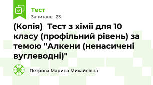 (Копія)  Тест з хімії для 10 класу (профільний рівень) за темою "Алкени (ненасичені вуглеводні)"