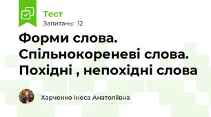 Форми слова. Спільнокореневі слова.  Похідні , непохідні слова