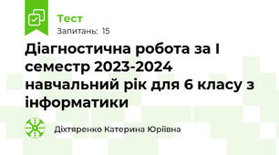 Діагностична робота за І семестр 2023-2024 навчальний рік для 6 класу з інформатики