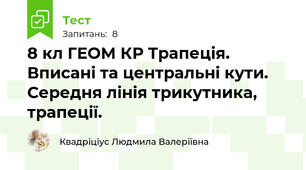 8 кл ГЕОМ КР Трапеція. Вписані та центральні кути. Середня лінія трикутника, трапеції.
