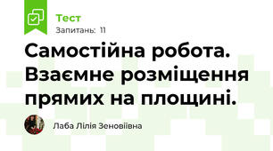 Самостійна робота. Взаємне розміщення прямих на площині.