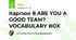 Карпюк 8 ARE YOU A GOOD TEAM?  VOCABULARY BOX