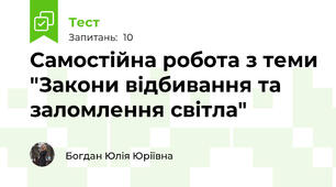 Самостійна робота з теми "Закони відбивання та заломлення світла"