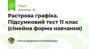 Растрова графіка. Підсумковий тест 11 клас (сімейна форма навчання)