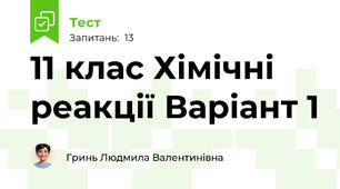 11 клас Хімічні реакції Варіант 1