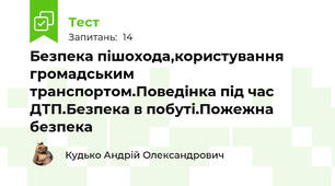 Безпека пішохода,користування громадським транспортом.Поведінка під час ДТП.Безпека в побуті.Пожежна безпека