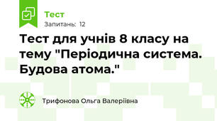 Тест для учнів 8 класу на тему "Періодична система. Будова атома."