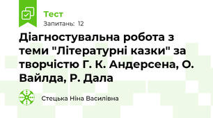 Діагностувальна робота з теми "Літературні казки" за творчістю Г. К. Андерсена, О. Вайлда, Р. Дала