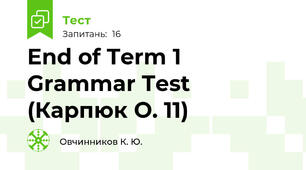 End of Term 1 Grammar Test (Карпюк О. 11)