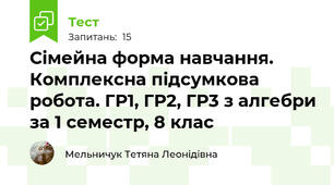Сімейна форма навчання. Комплексна підсумкова робота. ГР1, ГР2, ГР3 з алгебри за 1 семестр, 8 клас