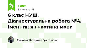 6 клас НУШ. Діагностувальна робота №4. Іменник як частина мови 