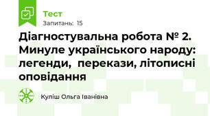 Діагностувальна робота № 2. Минуле українського народу: легенди,  перекази, літописні оповідання 