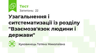 Узагальнення і ситстематизації із розділу "Взаємозв'язок людини і держави"