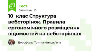10  клас Структура вебсторінок. Правила ергономічного розміщення відомостей на вебсторінках
