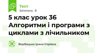 5 клас урок 36 Алгоритми і програми з циклами з лічильником