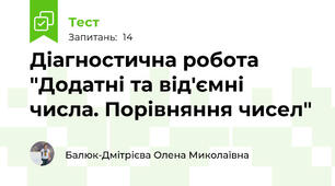 Діагностична робота "Додатні та від'ємні числа. Порівняння чисел"