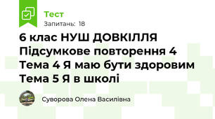 6 клас НУШ ДОВКІЛЛЯ Підсумкове повторення 4 Тема 4 Я маю бути здоровим Тема 5 Я в школі