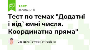 Тест по темах "Додатні і від`ємні числа. Координатна пряма"