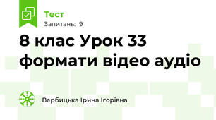 8 клас Урок 33 формати відео аудіо