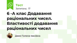 6 -А клас Додавання раціональних чисел. Властивості додавання раціональних чисел