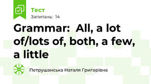 Grammar:  All, a lot of/lots of, both, a few, a little