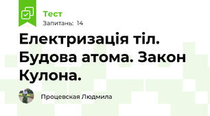 Електризація тіл. Будова атома. Закон Кулона.