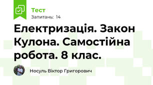 Електризація. Закон Кулона. Самостійна робота. 8 клас.