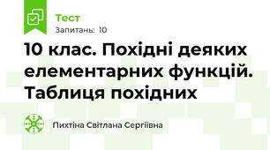 10 клас. Похідні деяких елементарних функцій. Таблиця похідних